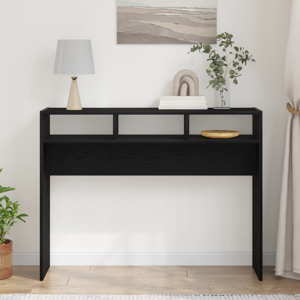 Tavolo Consolle Nero Rovere 105x30x80 cm in Legno Ingegnerizzato