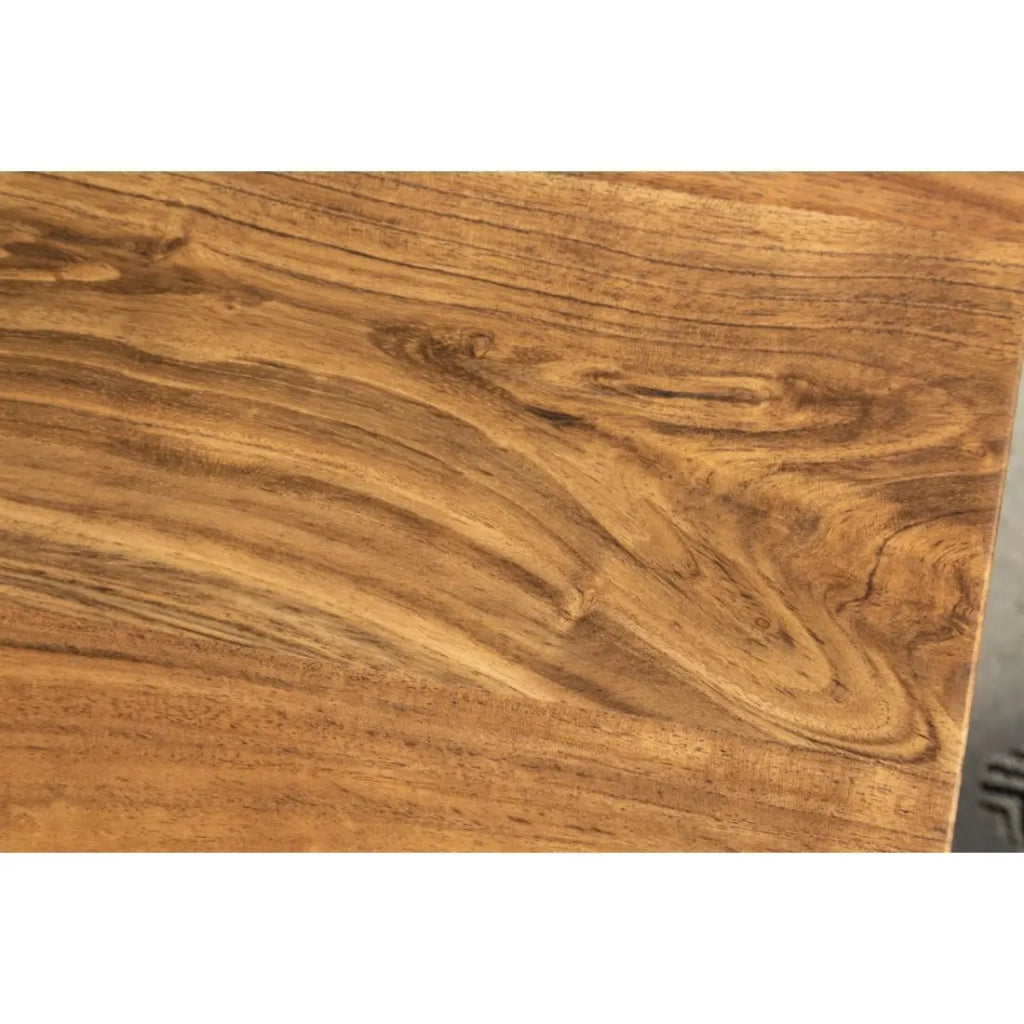 Tavolino basso ARKAYA 120 cm in legno di acacia massiccio con gambe in metallo nero a forma di X