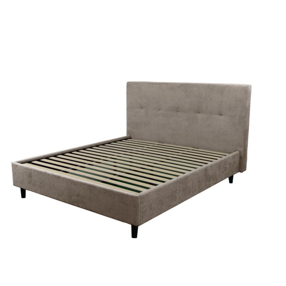 Letto matrimoniale con rete inclusa Snello tessuto colore tortora