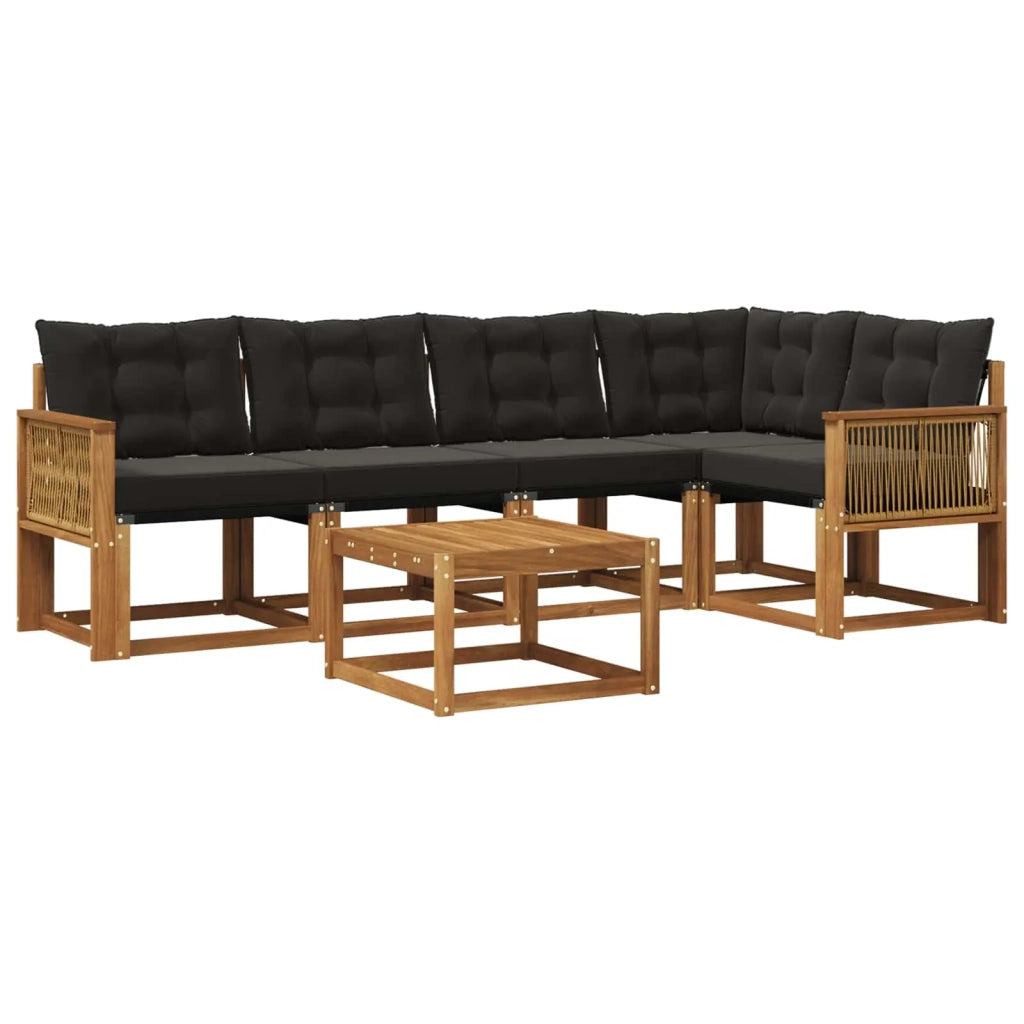 Set di divani da esterno 6 pz Naturale e Nero 3381972