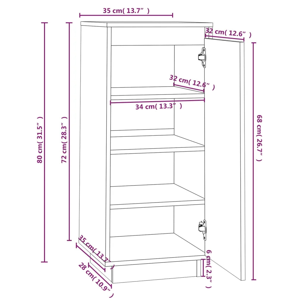 Scarpiera-Scaffale per scarpe 35x35x80 cm in Legno Massello di Pino