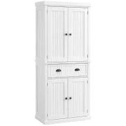 Credenza da cucina alta, con ripiani regolabili, 4 porte, grande cassetto, 76,2 x 40,2 x 183 cm Bianco