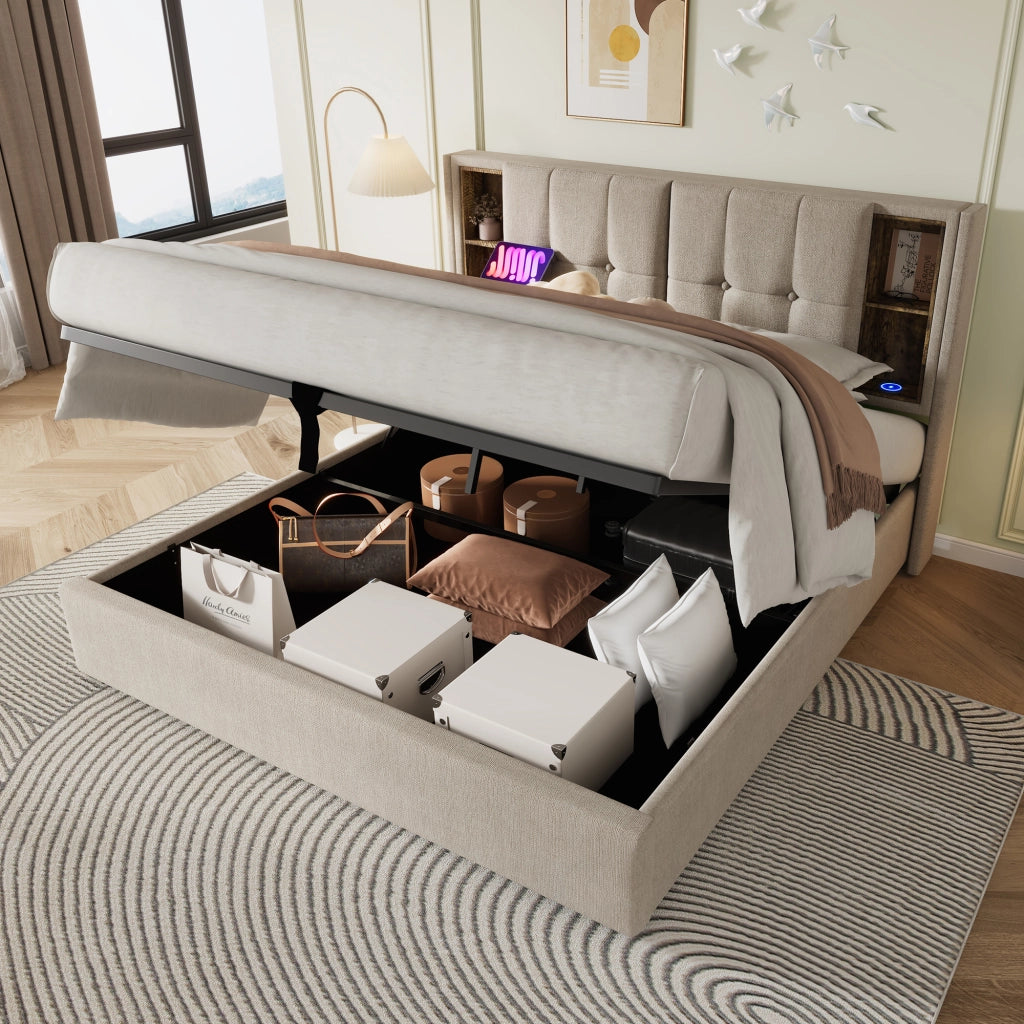 letto imbottito lino naturale 160x200 cm
