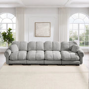 Divano ¨C Minimal ¨C Grigio chiaro tessuto trapuntato con cuscini imbottiti