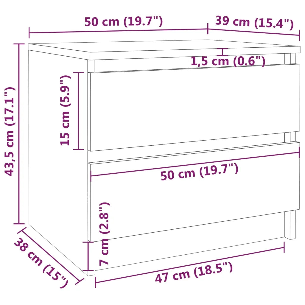 Comodino Grigio Sonoma 50x39x43,5 cm in Legno Multistrato 815824