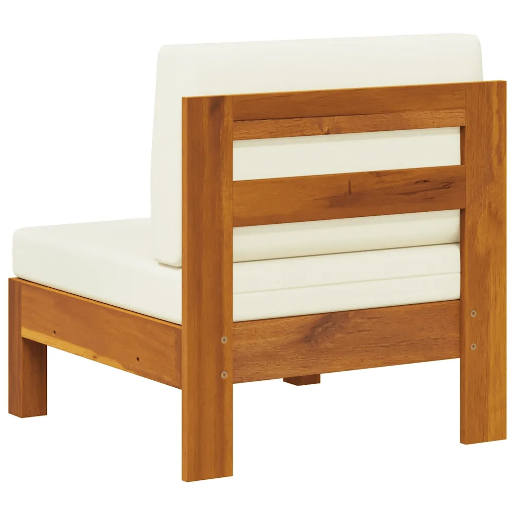 Divano Centrale con Cuscini Bianco Crema in Massello di Acacia cod mxl 76493