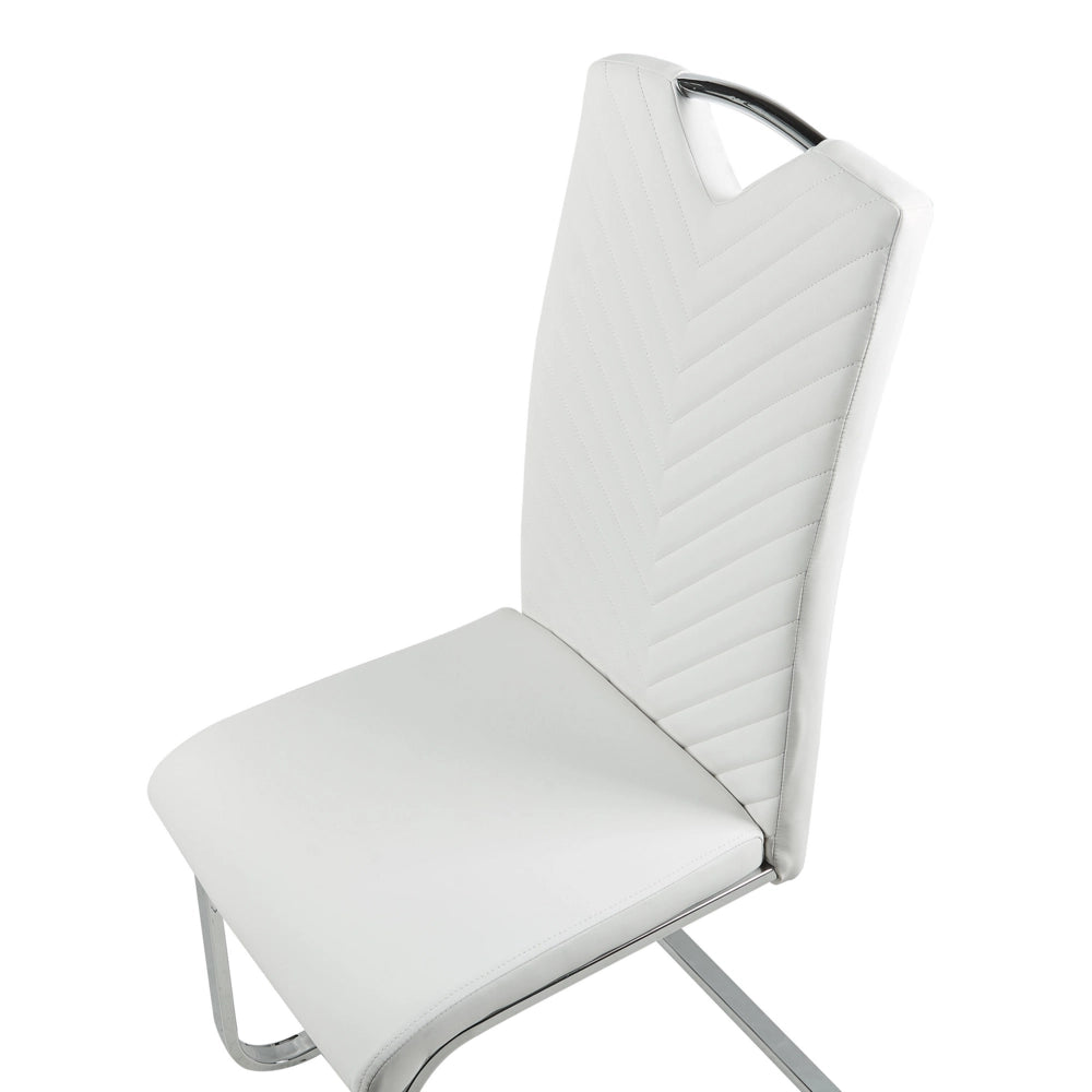 Set di 2 sedie da pranzo bianco sporco con sedile imbottito in ecopelle con schienale alto per sale conferenze a sbalzo moderne