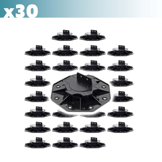 Set 30 supporti per pavimenti galleggianti, Altezza regolabile 18-25mm Max 2700 kg, Piedini per Decking