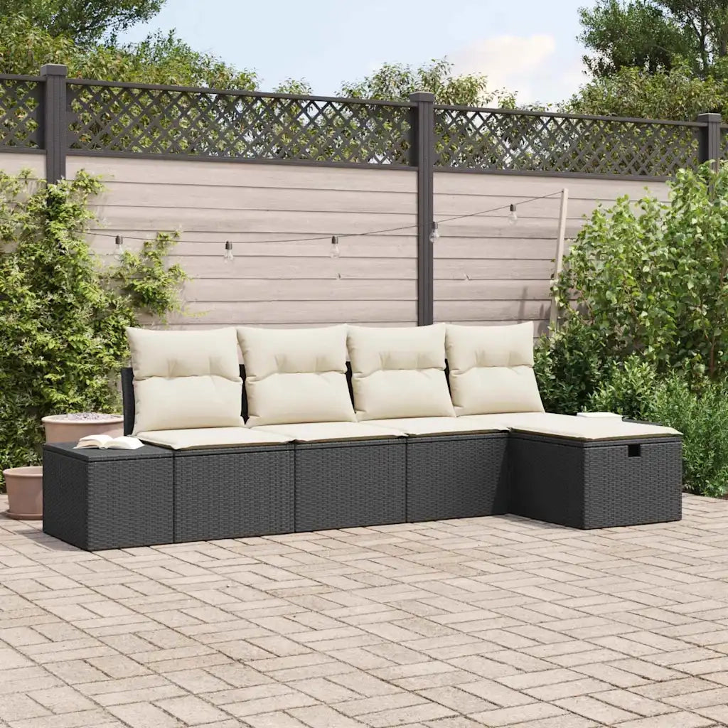 Set Divano da Giardino con cuscino 5 pcs polyrattan