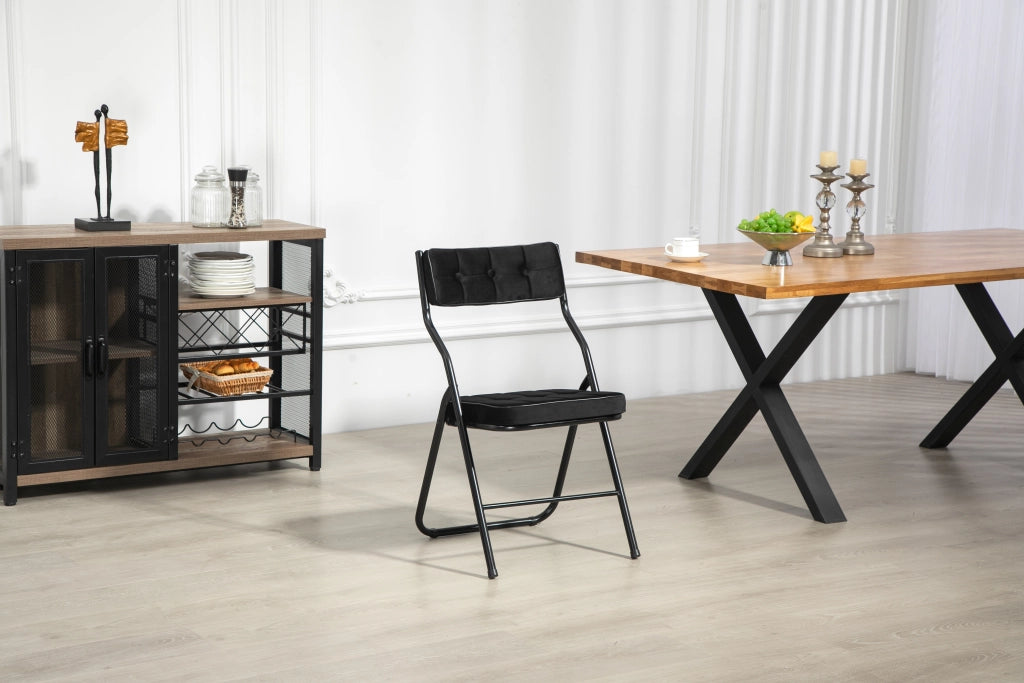 SEDIA Pieghevole Imbottita Set da 2 pezzi Nero in Acciaio