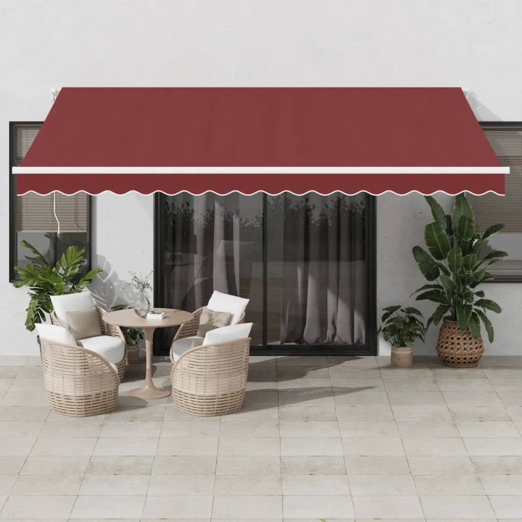 Tenda da Sole Retrattile Manuale con LED Bordò 450x350 cm 3214987