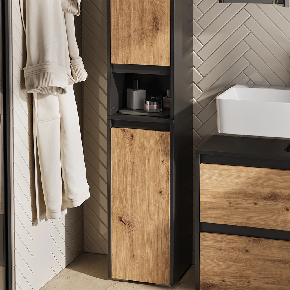 Vicco Armadio per il bagno Antracite/Artisan 30.2 x 191.5 cm con 2 porte