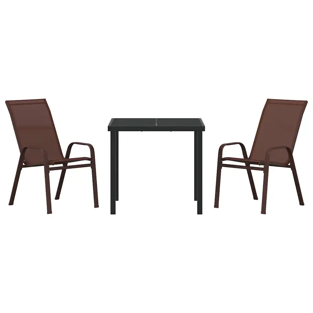 Set da Pranzo per Giardino 3 pcs Marrone e Nero