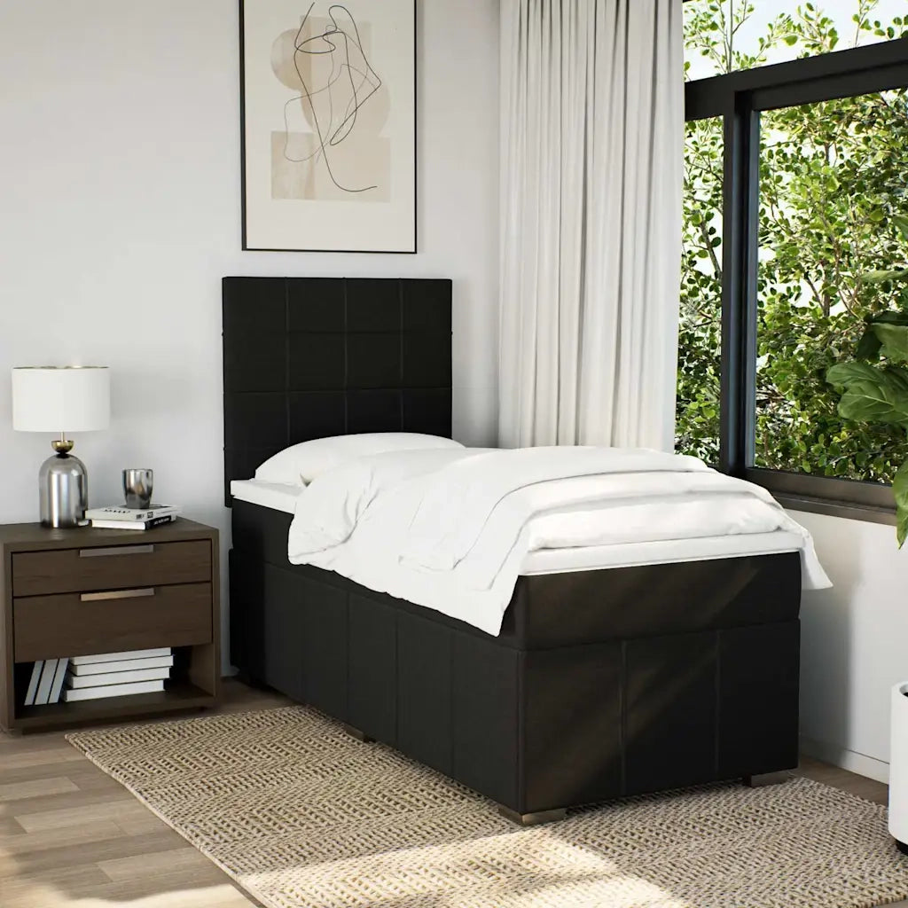 Giroletto a Molle con Materasso-Struttura Letto Nero 90x190 cm in Tessuto 668880