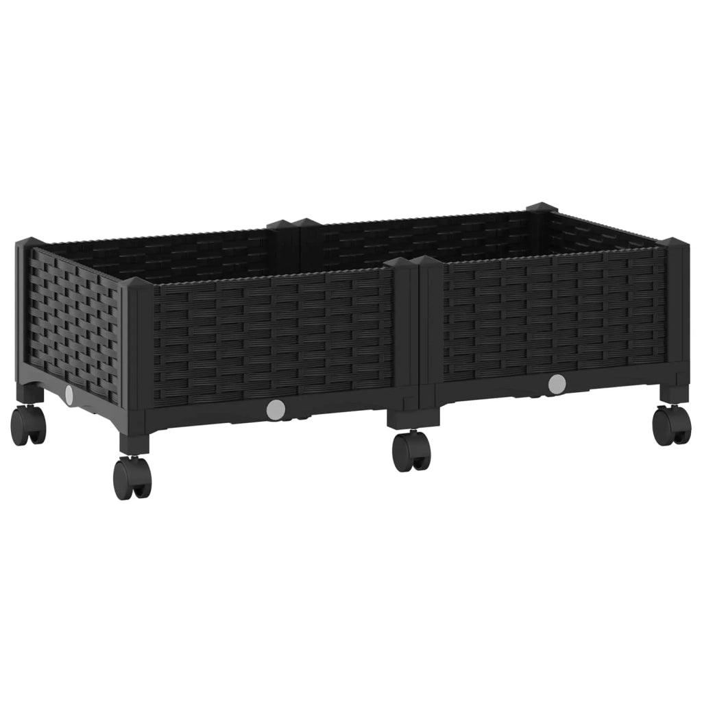 Vaso da Giardino con Ruote Nero 80 x 40 x 29 cm PP 3422955