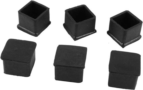Set di 6 Coperture in Gomma Nera per Mobili per Casa con Disegno Quadrato