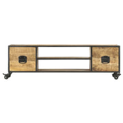 Mobile Porta TV-Credenza per TV 130x30x39 cm in Legno Massello di Mango