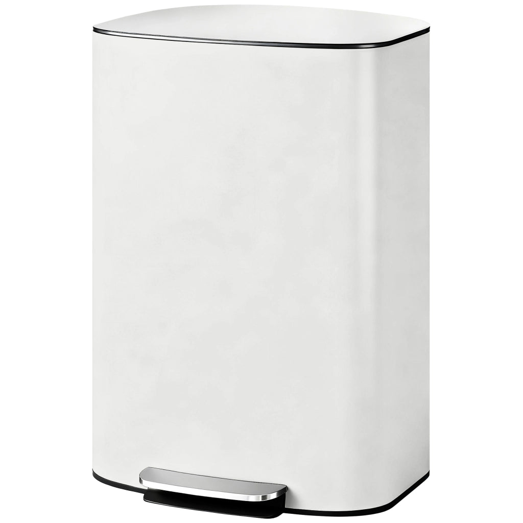 Cestino per Rifiuti 50 Litri ¨C zephmum ¨C Pedale, Coperchio Soft-Close, Colore Bianco