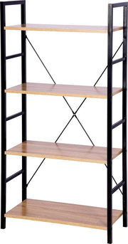 Libreria con 4 Livelli - Comodino / Comparto / Scaffale - Legno Bianco / Nero 60x28x116 cm