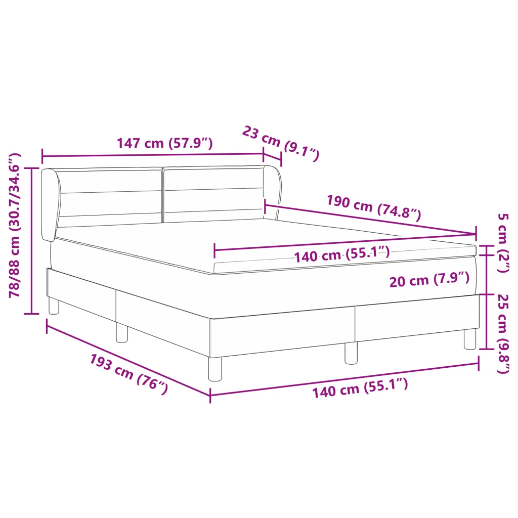 Letto a Box con Materasso, Grigio Scuro, 140x190 cm, Tessuto