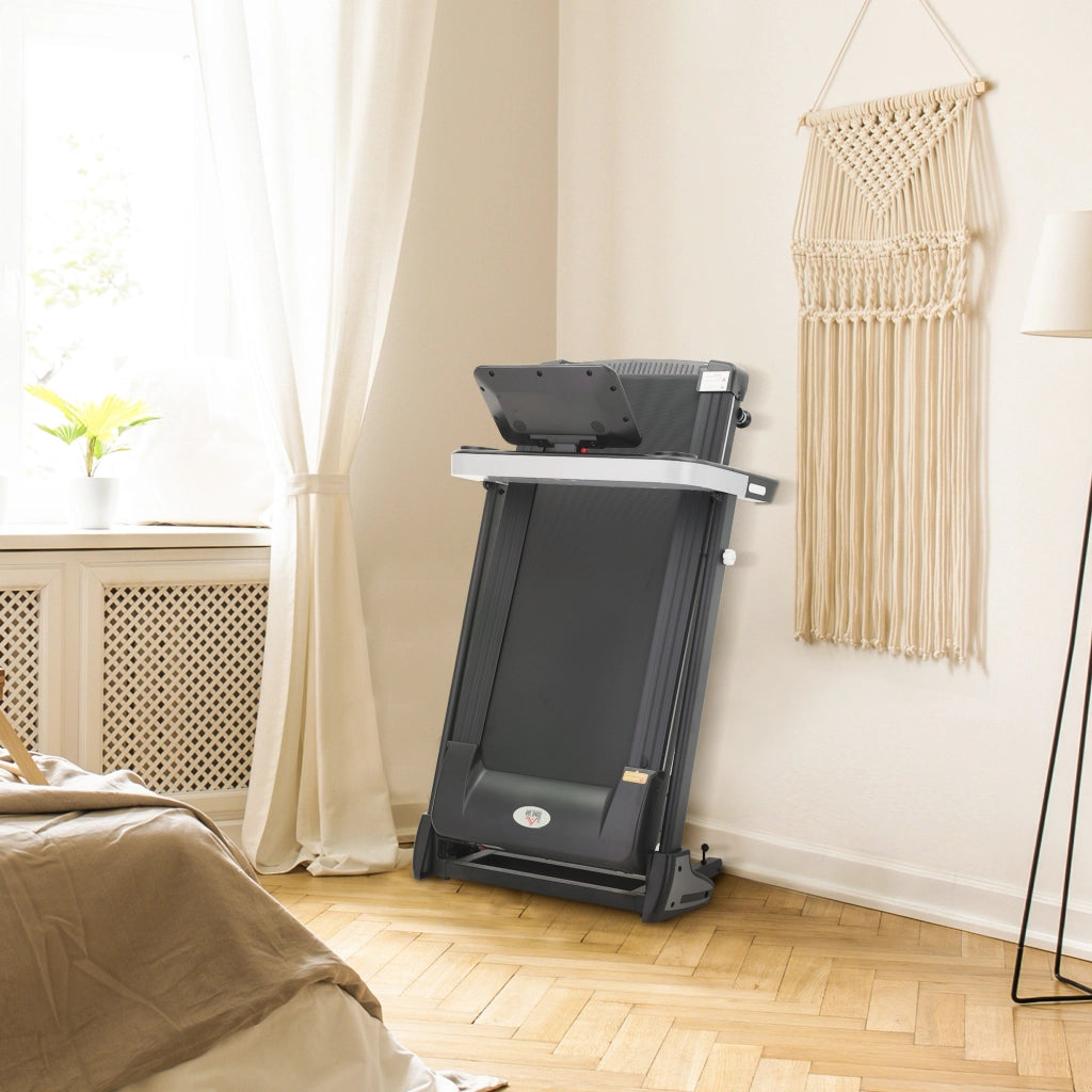 Tapis Roulant Elettrico Pieghevole 1-12km/h, Tapis Roulant Salvaspazio con 12 Programmi Preimpostati, Display LCD e Supporto per Tablet, per Camminata e Corsa, Compatto per Casa e Ufficio, Nero