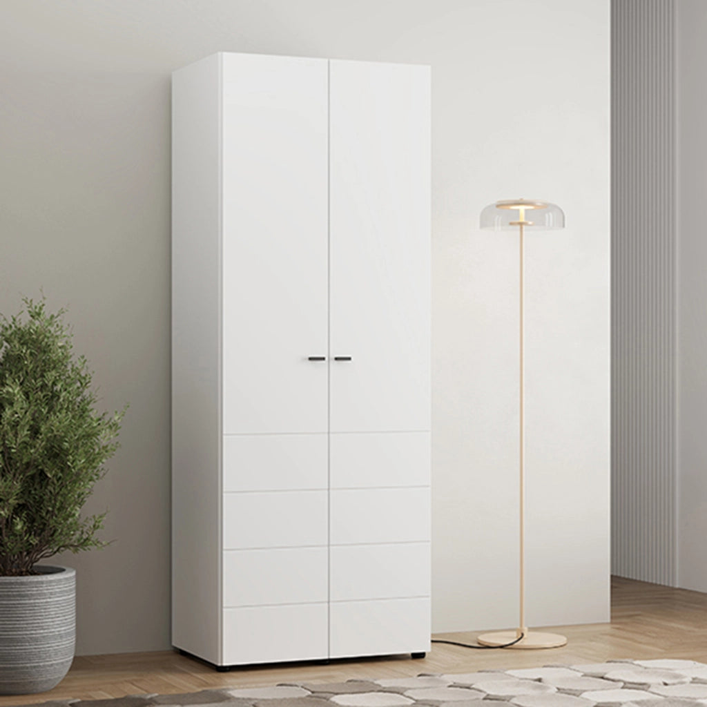 Armadio Camera da Letto Pomar, Guardaroba 2 Ante Appendiabiti, 79x208h cm Bianco Opaco