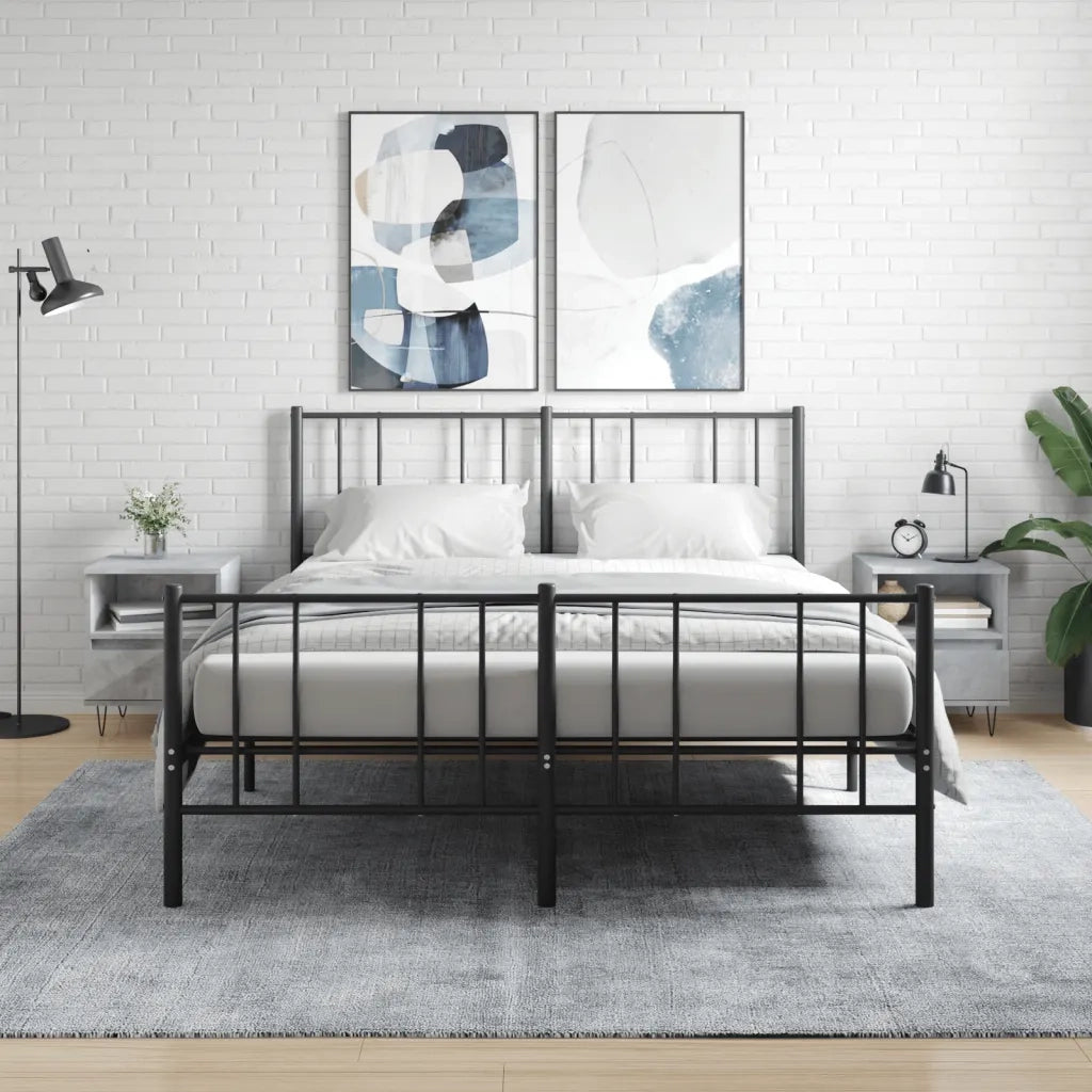 Comodini 2pz-Set di 2 Tavolino da notte Grigio Cemento 40x35x50 cm in Legno Multistrato 348467