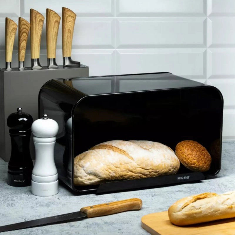 Kinghoff KH-1071 Scatola per il pane in acciaio con tagliere, soluzione di stoccaggio