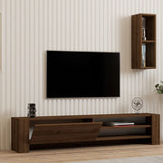 Caraglio, Mobile Porta tv 2 Ripiani, 160x27x33h cm Marrone Noce