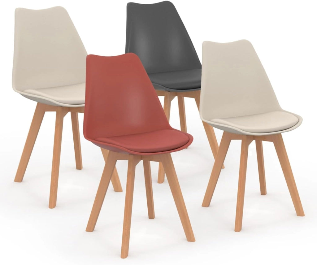 Set di 4 sedie scandinave SARA colore misto grigio scuro, terracotta, beige x2