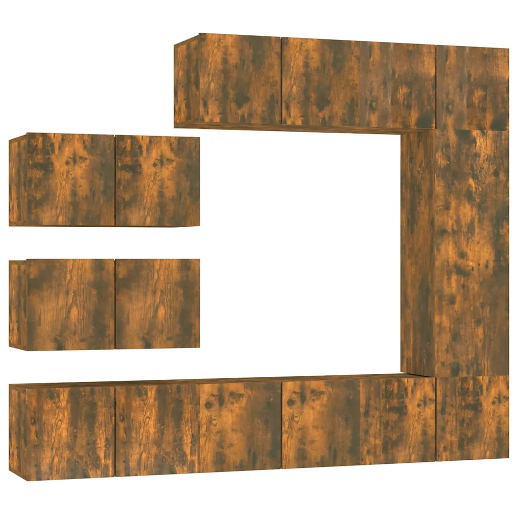Set Mobili Porta TV 8 pz Rovere Fumo in Legno Multistrato 3120293