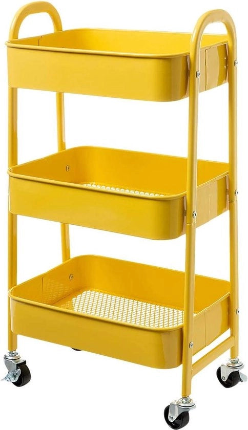 Carrello di Servizio a 3 Livelli con Ruote - Organizzatore per Cucina e Bagno