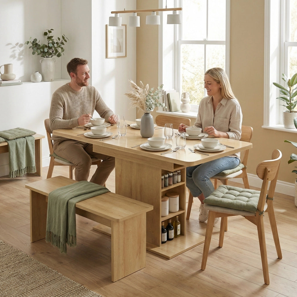Tavolo da pranzo allungabile rettangolare in legno ¨C Minimal ¨C Naturale 110-130 cm