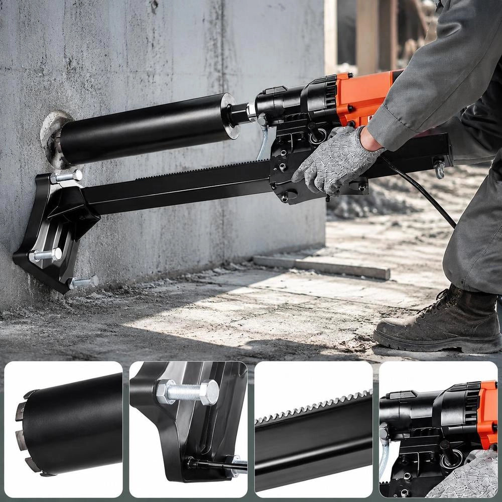 Diamond Drilling System 3200 W Diamond Core Drilling Machine Core Drilling Device 0-750 Rpm Core Drilling Machine Wet And Dry Drilling, 20 Cm Magnetic Drilling Machine Suitable For Drilling Reinforced Concrete, Marble, Etc.