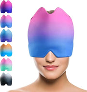 Maschera per emicrania con gel caldo per alleviare il mal di testa, riduzione del mal di testa e stress, colore rosso blu