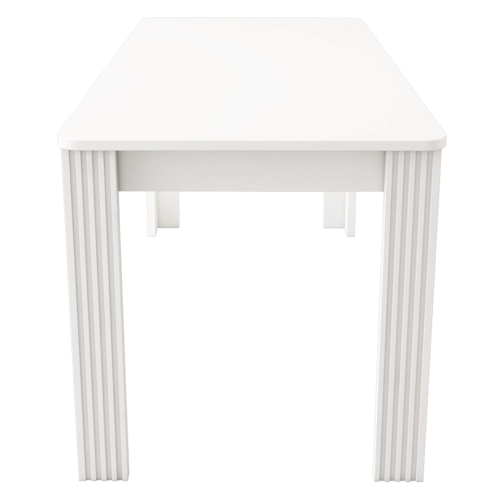 Tavolo da pranzo moderno bianco in truciolare; portata 130 kg