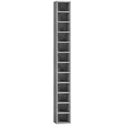 Mobile Libreria Porta CD 21x20x175 cm a 12 Ripiani per 204 CD in MDF e Truciolato Grigio