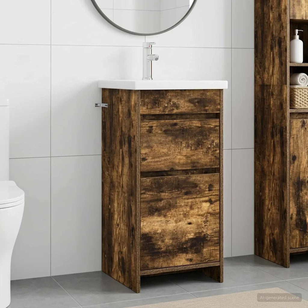 Mobile da bagno con lavabo Rovere Fumo 42 x 40 x 84,5 cm 890724
