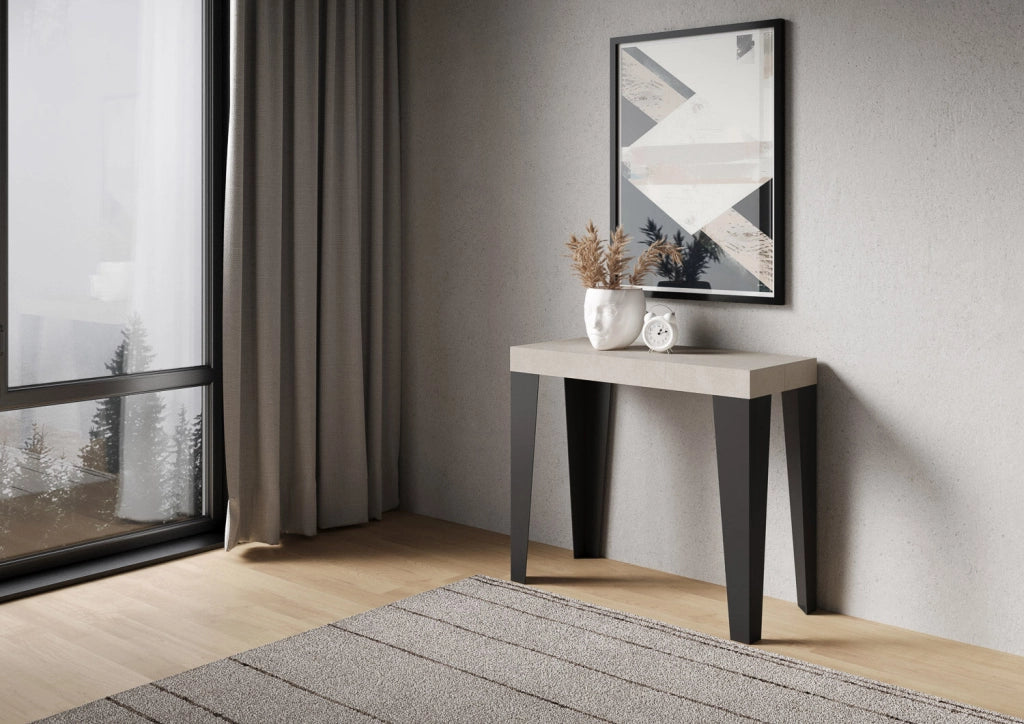 Consolle Allungabile 90-196x40x77 cm Flame Small Premium Cashmere Telaio Antracite