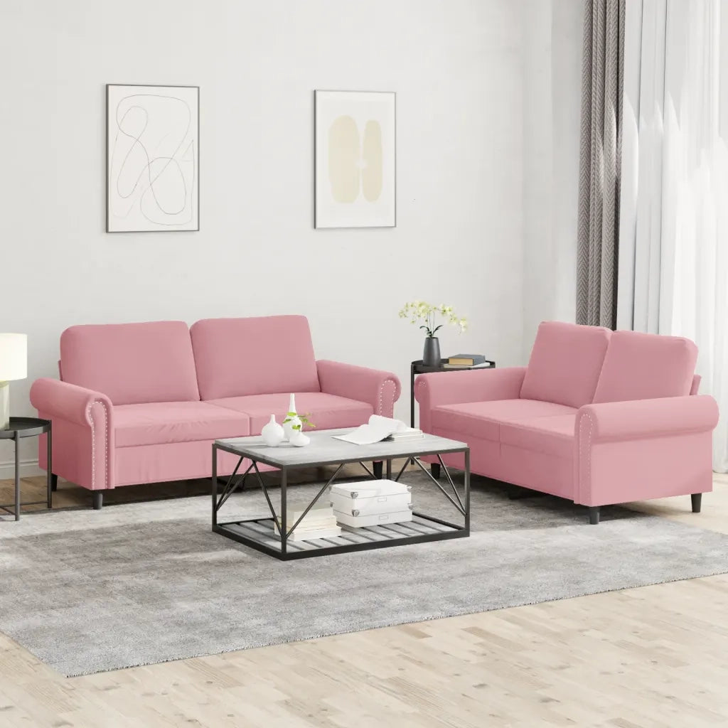 Set di Divani 2 pz con Cuscini rosa in Vellutocod mxl 131050