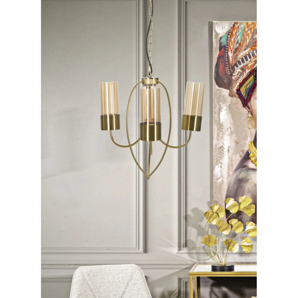 Lampada a Sospensione VKH80, Oro, Metallo, 60x60x103 cm