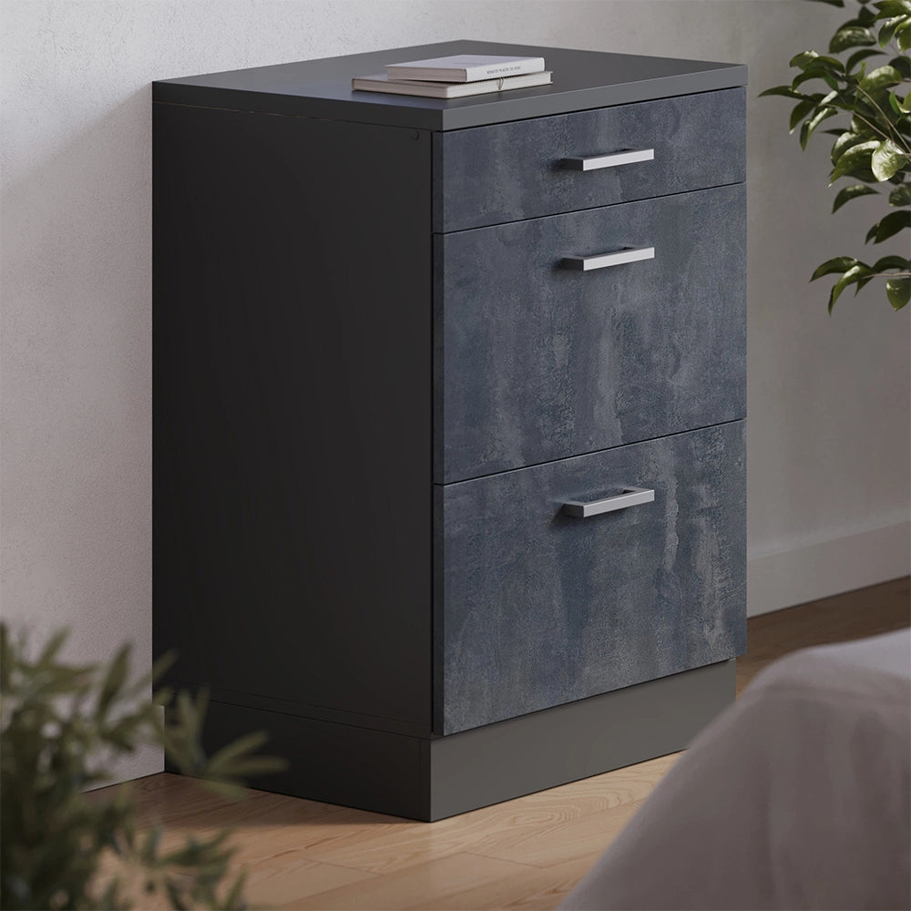 Mobile per mansarda Rion Calce nera/Antracite 60 x 83.8 cm senza inclinazione con 3 cassetti Vicco