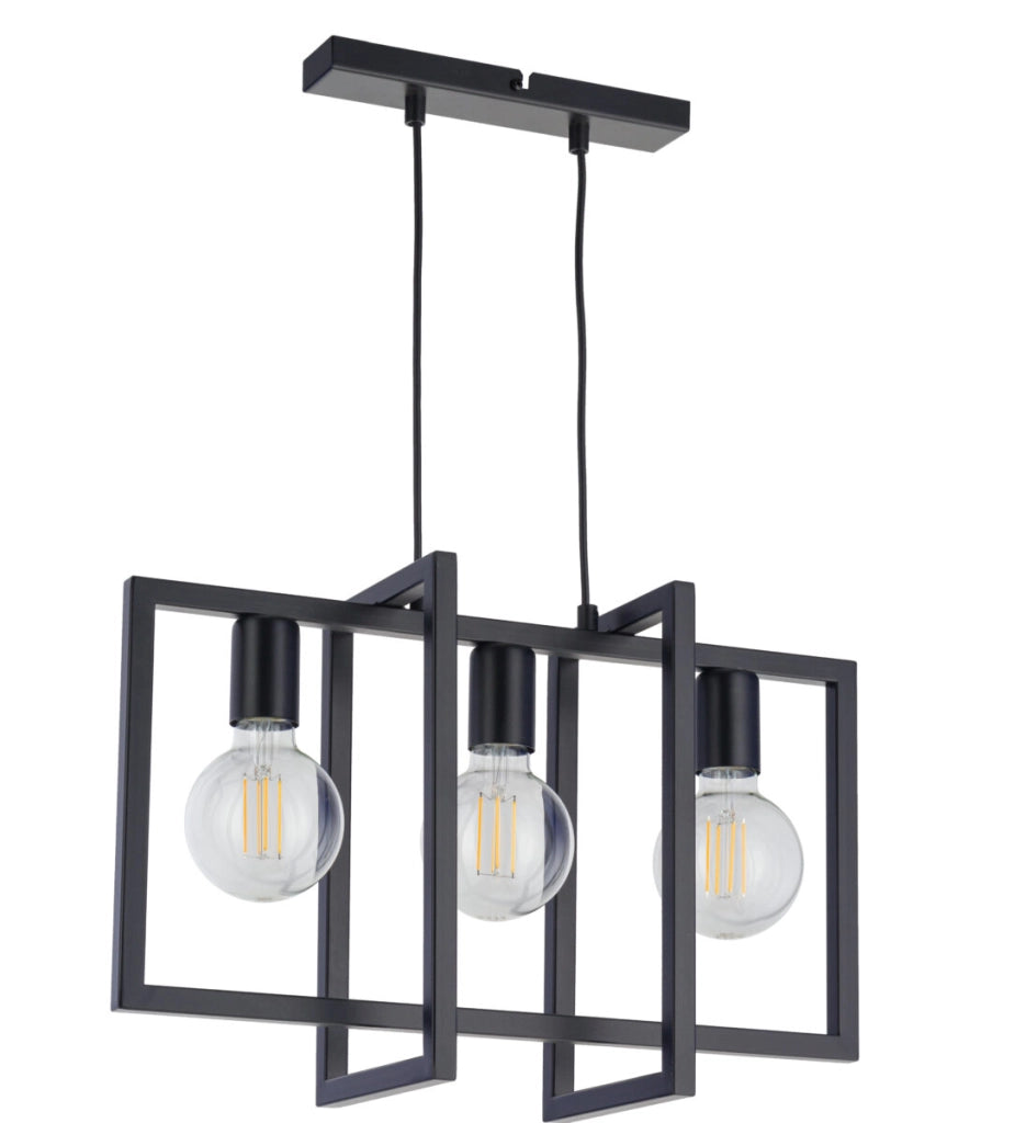 Lampada a sospensione loft geometrica nera Eden 3xE27 Sigma
