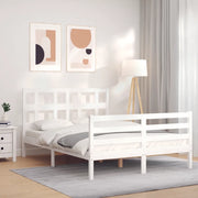 Giroletto con Testiera-Struttura Letto con testiera Bianco 120x200 cm in Legno Massello 532768