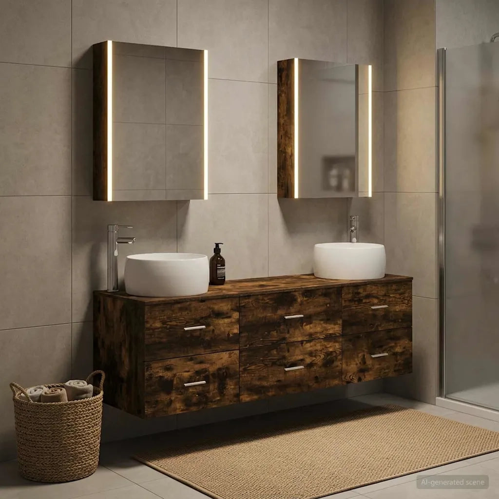 Set di mobili per il bagno 5 pcs Rovere Fumo 3407011