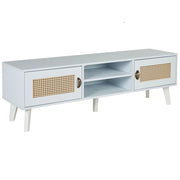 Mobile TV 2 ante 2 scaffali in MDF colore bianco e beige stile boho retrò soggiorno