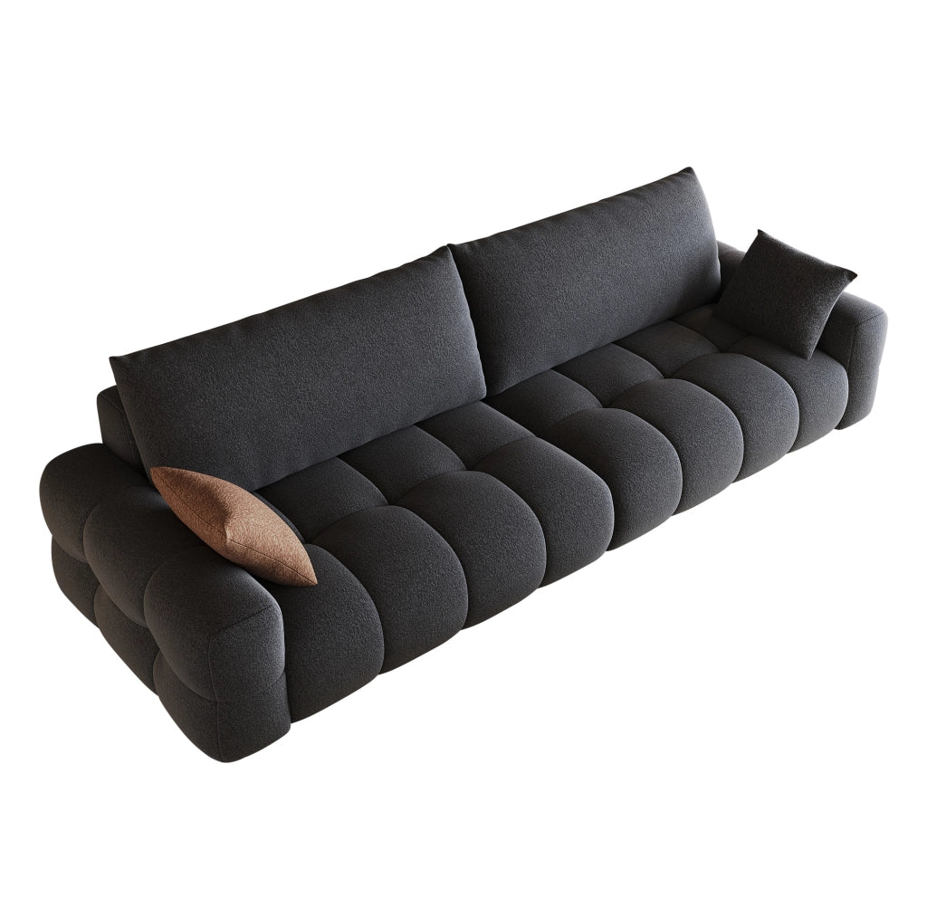Divano modulare con chaise longue in tessuto, grigio scuro