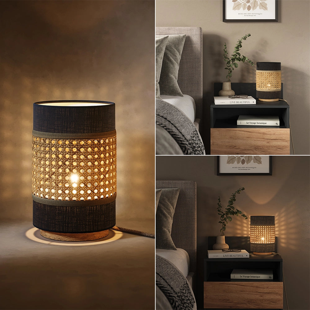 Vicco Lampada da tavolo Rattan/nero 17.5 x 26.5 cm