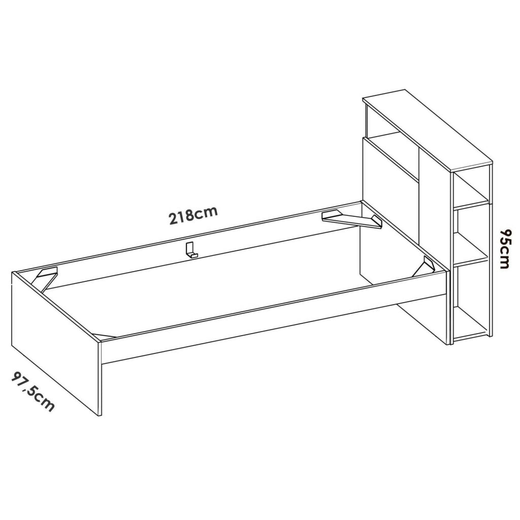 Letto singoloCrispina, Sommier per camera da letto, Giroletto per stanza, Struttura porta materasso, 99x218 h96 cm, Bianco