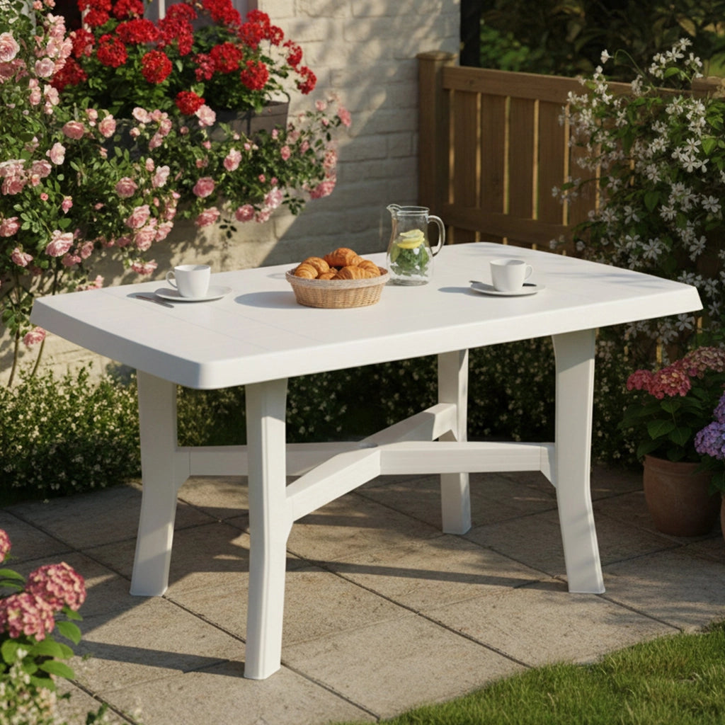 Raspberry, Tavolo da Esterno 6 Posti Made in Italy, 138x88x72h cm Bianco